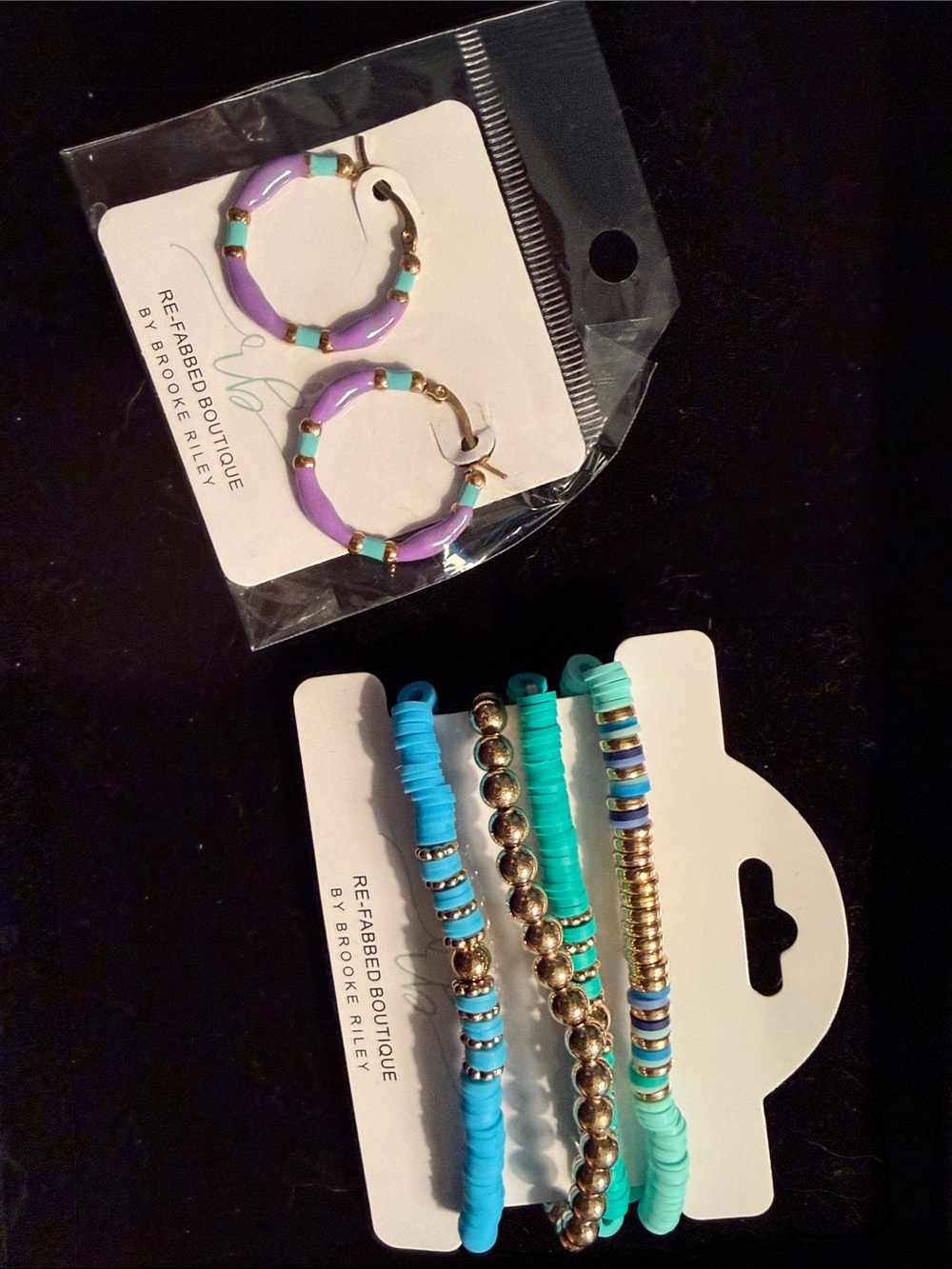 Purple and Turquoise Enamel Hoop Earrings